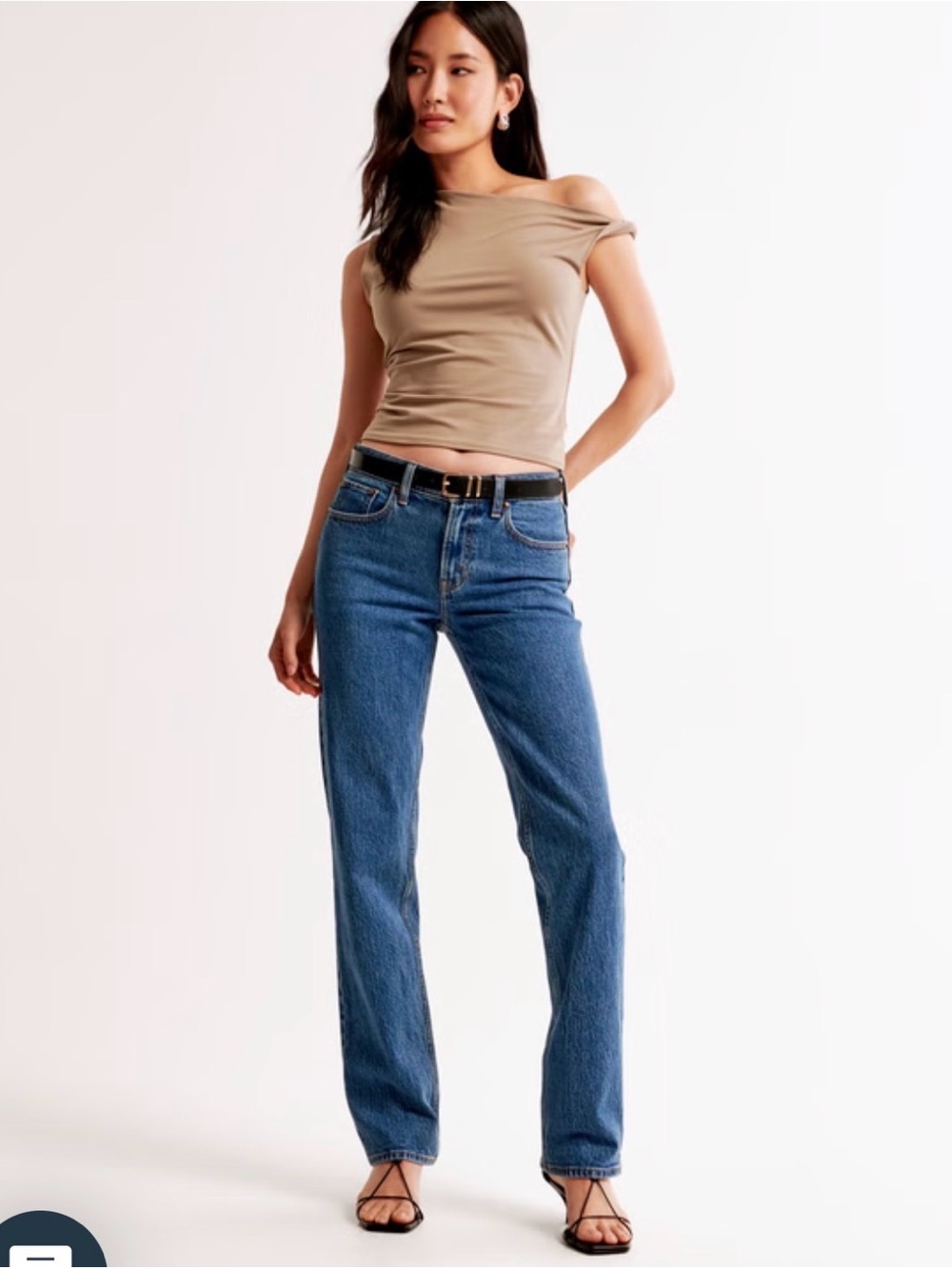 Abercrombie & Fitch Blue 90s Straight Mid Rise Curve Love 29 short length